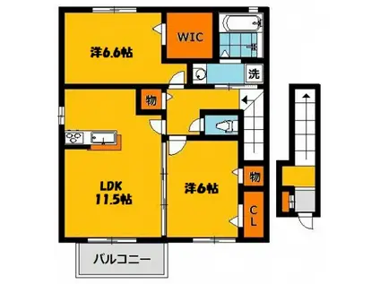 モン・ボー・ソレイユF(2LDK/2階)の間取り写真