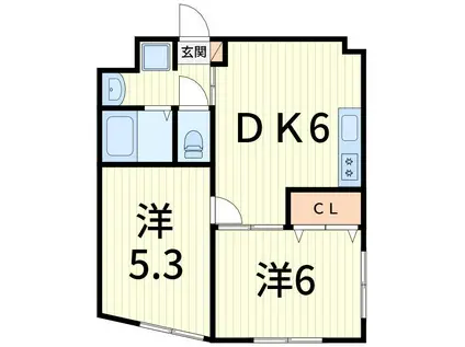 第2吉岡マンション(2DK/2階)の間取り写真