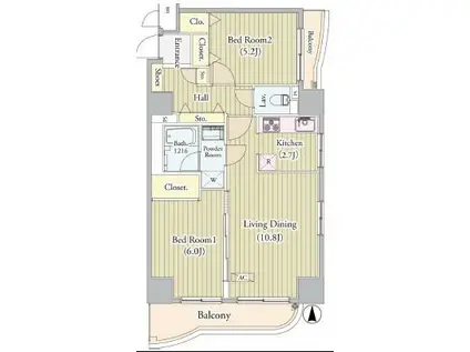 センテニアルタワー(2LDK/17階)の間取り写真