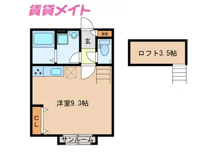 RENOM(ワンルーム/2階)の間取り写真