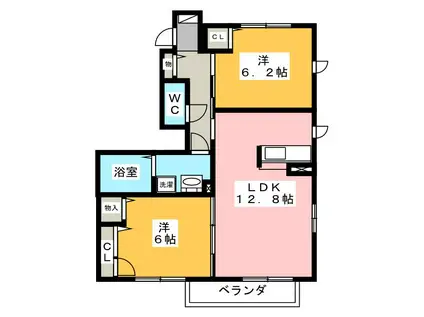 スタースクエア B(2LDK/1階)の間取り写真