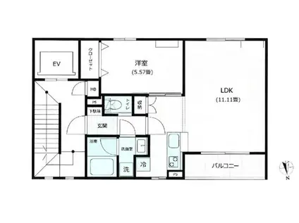 MUSICA FLORA(1LDK/2階)の間取り写真