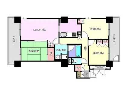 オヴェスト宇都宮ザタワー(3LDK/18階)の間取り写真