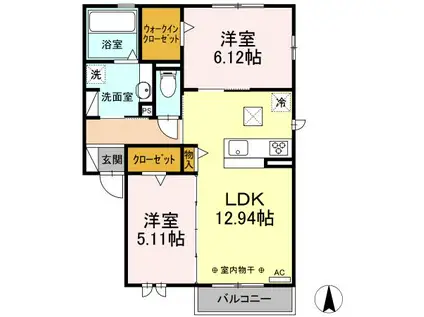 セジュールコルザック(2LDK/2階)の間取り写真