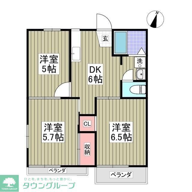 富士見コーポB棟(3DK/2階)の間取り写真