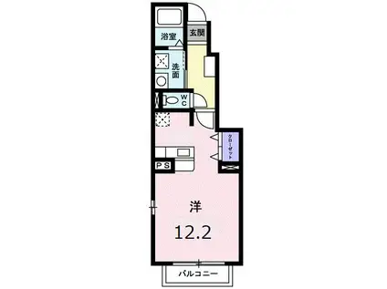 クレメントヒルF(ワンルーム/1階)の間取り写真