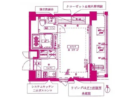 シュロス武蔵新城(1K/5階)の間取り写真