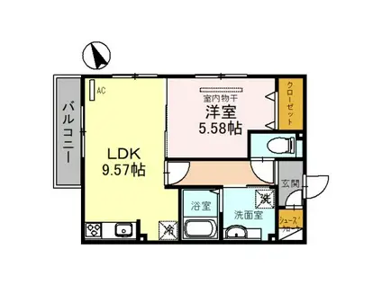フラン岡(1LDK/2階)の間取り写真