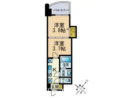 アリビオ博多駅北(2K/3階)の間取り写真