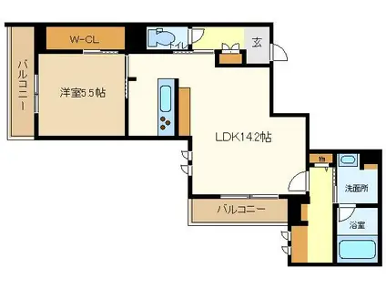 アリュール(1LDK/2階)の間取り写真