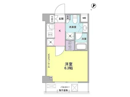 SIL西五反田(1K/2階)の間取り写真