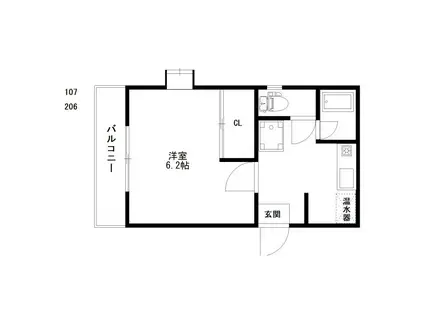 コーポファースト(1K/1階)の間取り写真