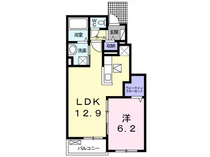 クリントブライアント2号館(1LDK/1階)の間取り写真