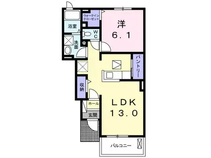 マーベラス・ブライト(1LDK/1階)の間取り写真