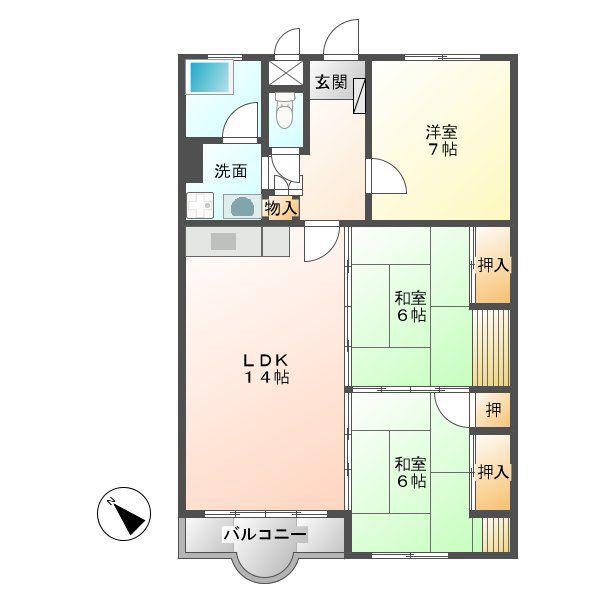 プランドゥ川津(3LDK/3階)の間取り写真