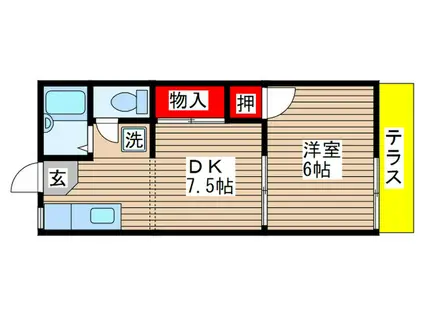 都賀ビューハイツ(1DK/1階)の間取り写真