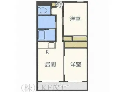 ロワイヤル山の手(2DK/3階)の間取り写真