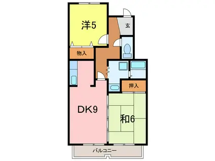PCM WAUWAU99(2DK/2階)の間取り写真