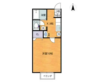 アーバンハイツ(1K/2階)の間取り写真