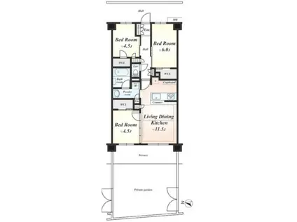 サンクレイドル日野II(3LDK/1階)の間取り写真