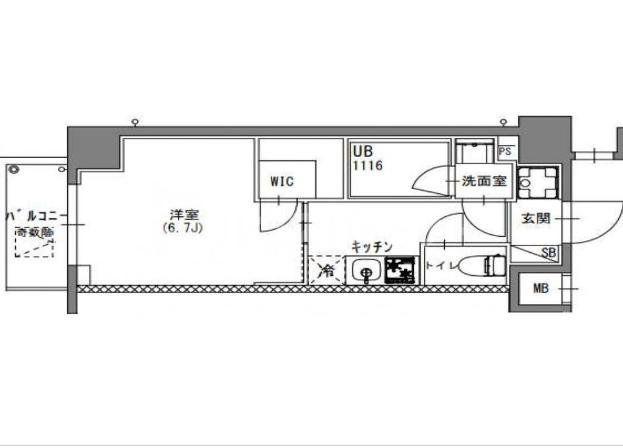S-RESIDENCE押上BLOSSOM(1K/4階)の間取り写真