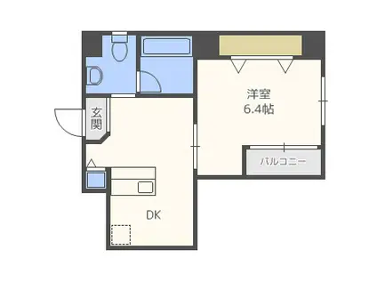 ワイズコート難波ウエスト(1DK/6階)の間取り写真
