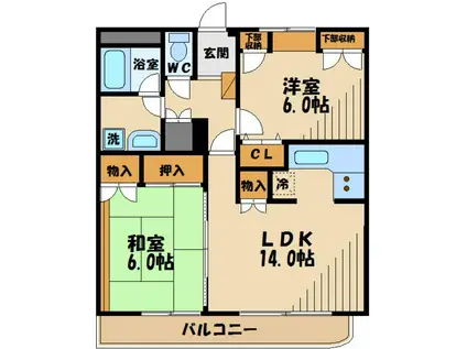 ノミズマンション(2LDK/3階)の間取り写真