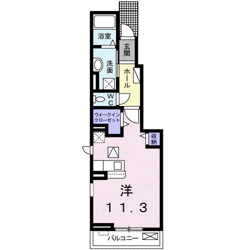 フランボワーズ II(ワンルーム/1階)の間取り写真