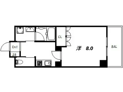 シャトーパルモア阪急六甲(1K/2階)の間取り写真