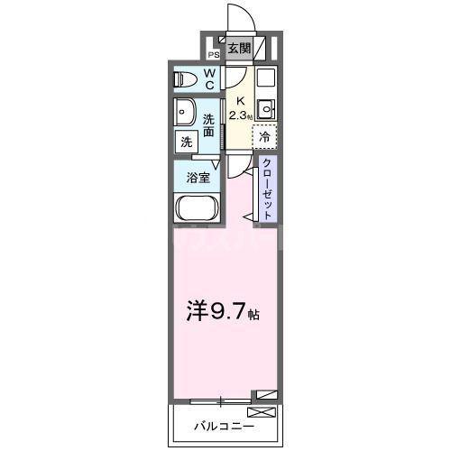 ヒカルサ三郷中央(1K/2階)の間取り写真