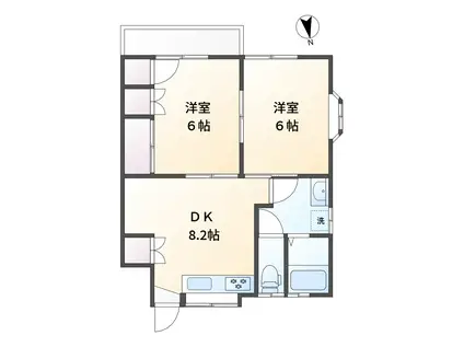 ハイビレッジ梶谷 C(2DK/1階)の間取り写真