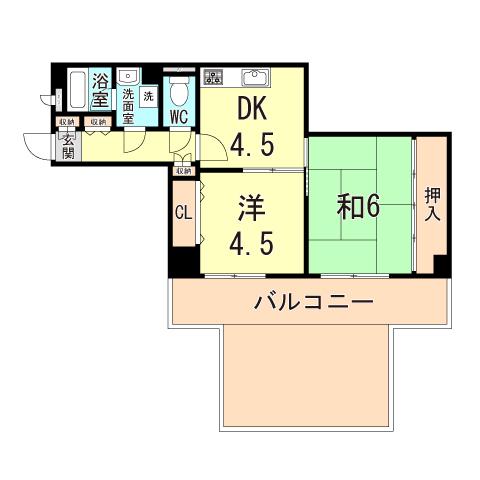 ライオンズマンション西江井ヶ島(2DK/1階)の間取り写真