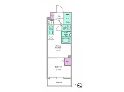 ドゥーエ梅屋敷(1DK/3階)の間取り写真