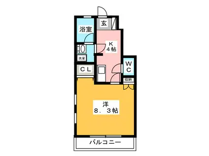パレットハウス(1K/1階)の間取り写真