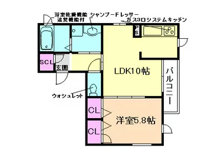 VIOLA野田(1LDK/1階)の間取り写真