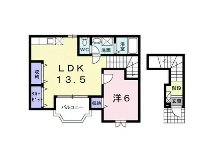 ARCO BALENO(1LDK/2階)の間取り写真