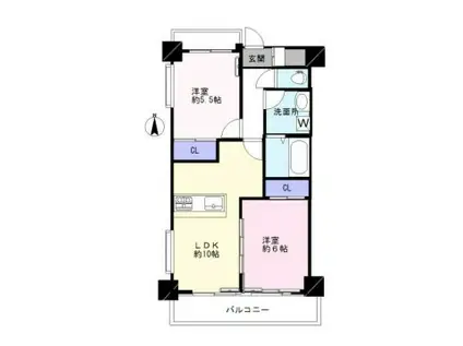 マイネカステル(2LDK/2階)の間取り写真