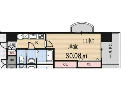 LUXE新大阪イーストII(1K/4階)の間取り写真