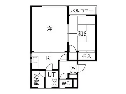 サクスィートトーヤマB(2K/2階)の間取り写真