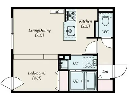 PLATZ新札幌(1LDK/4階)の間取り写真