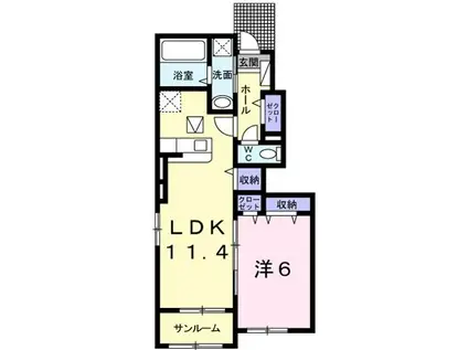 ＪＲ長崎本線 道ノ尾駅 バス乗車時間：6分 最寄りバス停で下車 徒歩1分 2階建 築7年(1LDK/1階)の間取り写真