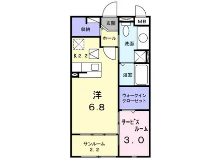 サウス・ボニートII(1SK/1階)の間取り写真