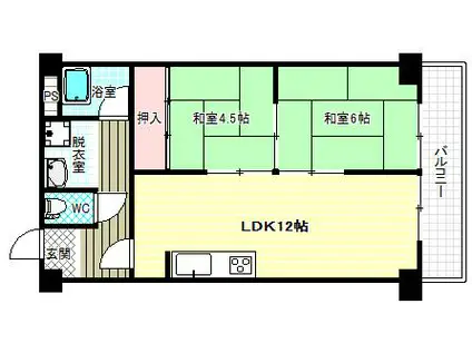 古市グリーンハイツ(2LDK/3階)の間取り写真