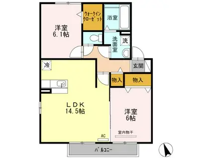 コフレ浄水北 A棟(2LDK/2階)の間取り写真