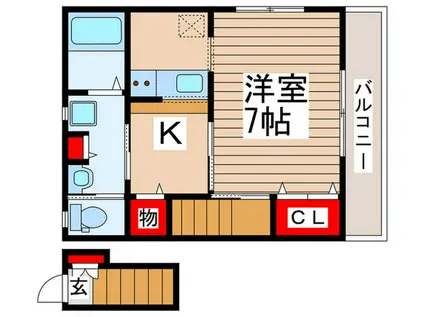 ドミール西初石A棟(1K/2階)の間取り写真