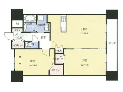 アークデュオ福島万世町(2LDK/14階)の間取り写真