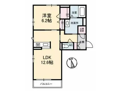 フェリシードM(1LDK/2階)の間取り写真