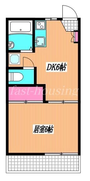 フォーブルかつら(1DK/2階)の間取り写真