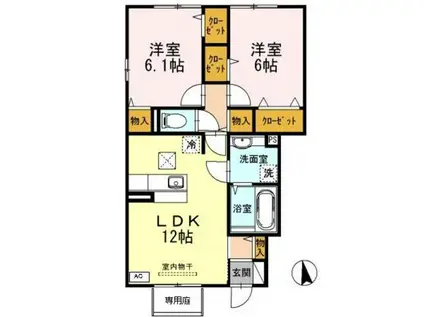 リュミエールM&Y(2LDK/1階)の間取り写真