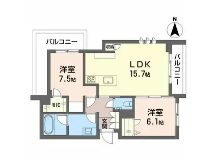 シャーメゾン国府宮駅前(2LDK/4階)の間取り写真